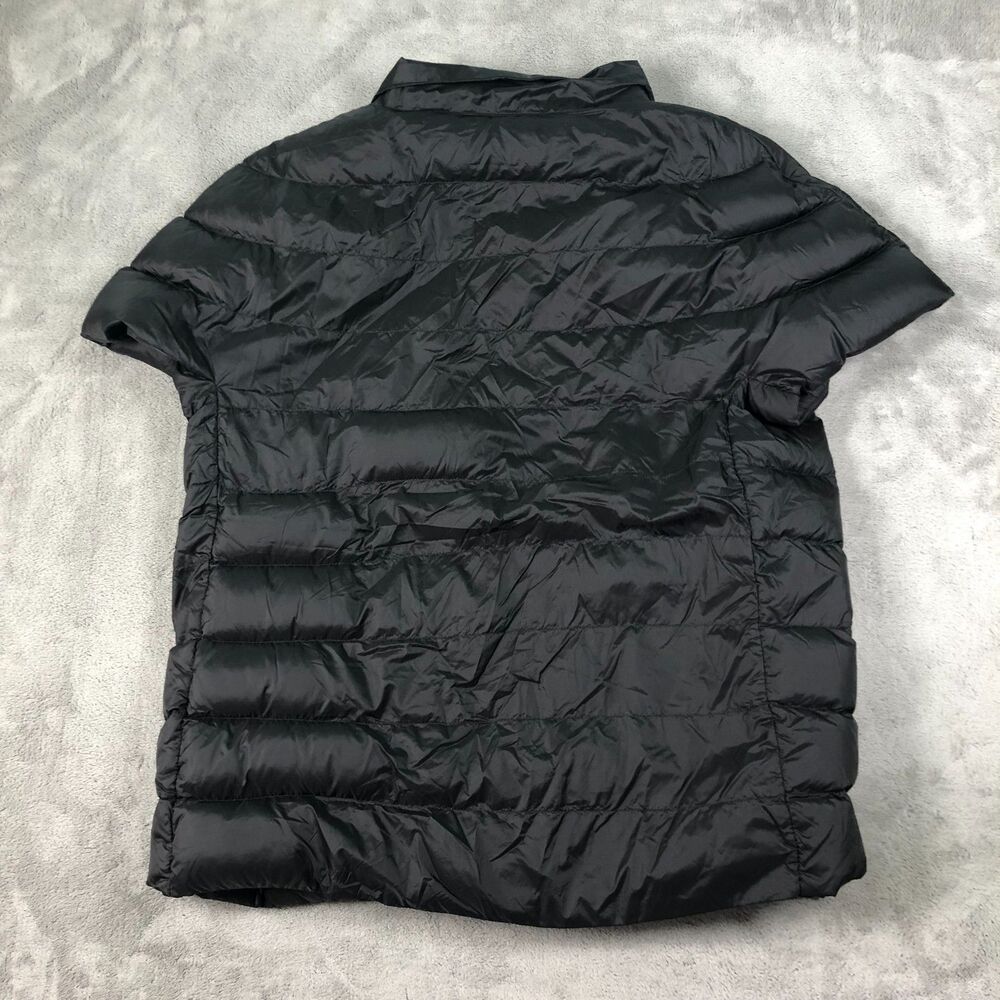 Martha Stewart Quilted Down Short Sleeve Puffer Jacket Womens M Black Full Zip - Picture 3 of 7